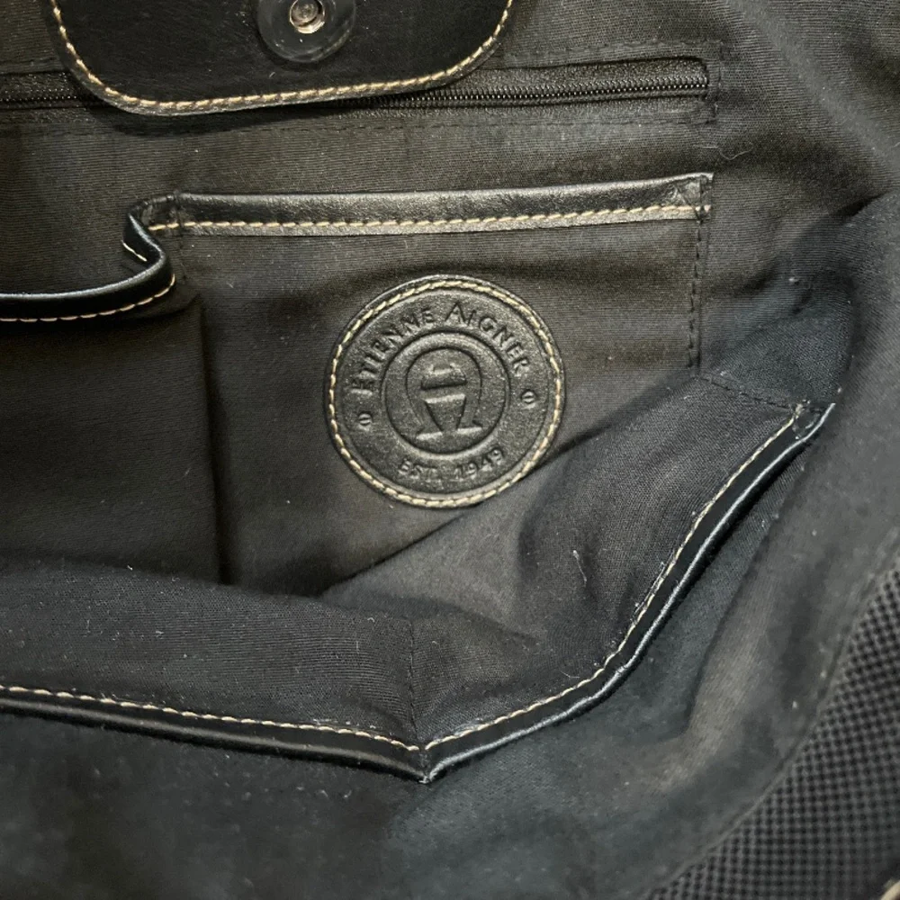 Etienne Aigner Elegant Black Canvas Tote Bag